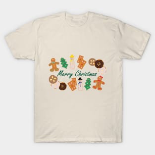 Merry Xmas Gingerbread Snowman Cookies T-Shirt